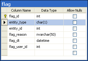 Flag Table With Entity Type
